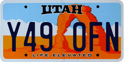 UT license plate Y490FN