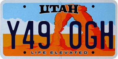 UT license plate Y490GH