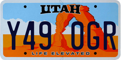 UT license plate Y490GR