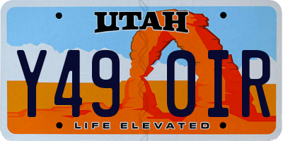UT license plate Y490IR