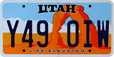 UT license plate Y490IW
