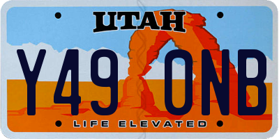 UT license plate Y490NB