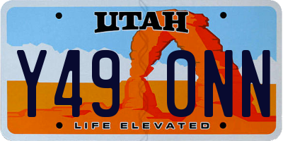 UT license plate Y490NN