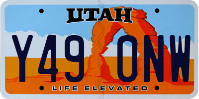 UT license plate Y490NW