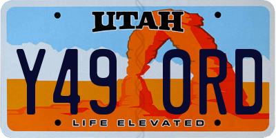 UT license plate Y490RD