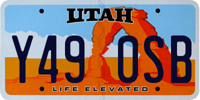 UT license plate Y490SB