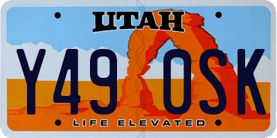 UT license plate Y490SK