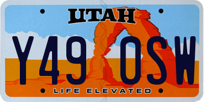 UT license plate Y490SW