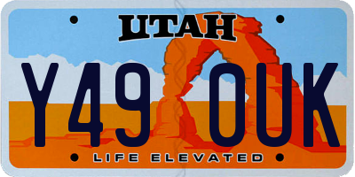 UT license plate Y490UK