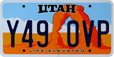 UT license plate Y490VP