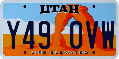 UT license plate Y490VW