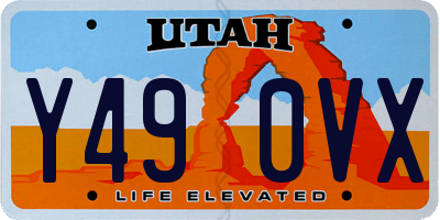 UT license plate Y490VX