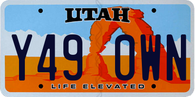 UT license plate Y490WN