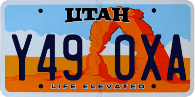 UT license plate Y490XA