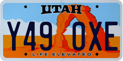 UT license plate Y490XE