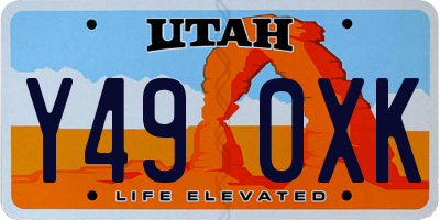 UT license plate Y490XK