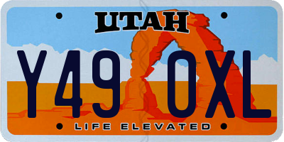 UT license plate Y490XL