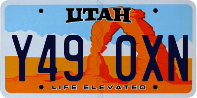 UT license plate Y490XN