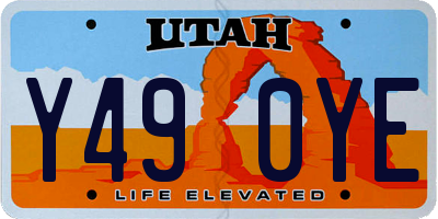 UT license plate Y490YE