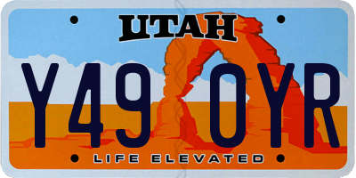 UT license plate Y490YR