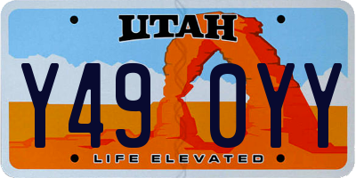 UT license plate Y490YY