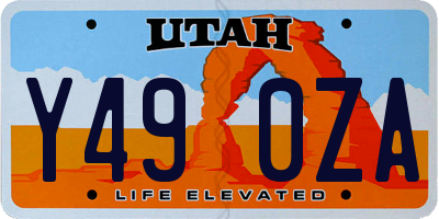 UT license plate Y490ZA