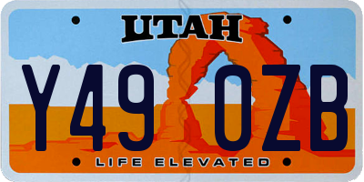 UT license plate Y490ZB