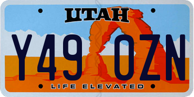 UT license plate Y490ZN