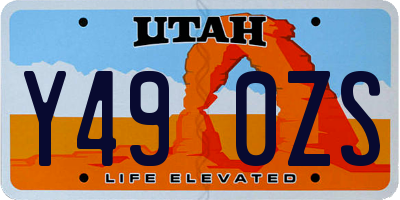 UT license plate Y490ZS
