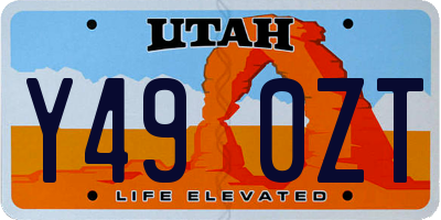 UT license plate Y490ZT
