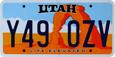 UT license plate Y490ZV