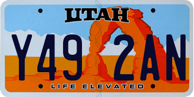 UT license plate Y492AN