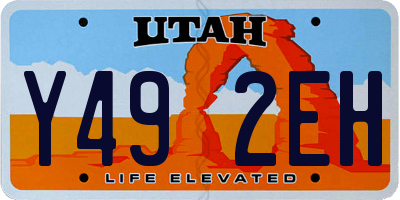 UT license plate Y492EH