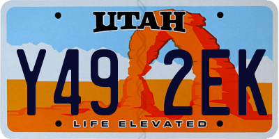 UT license plate Y492EK