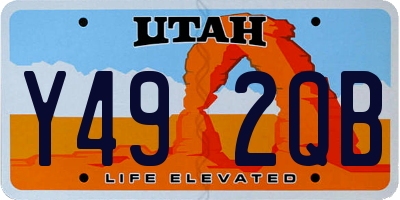UT license plate Y492QB