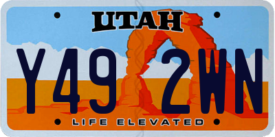 UT license plate Y492WN