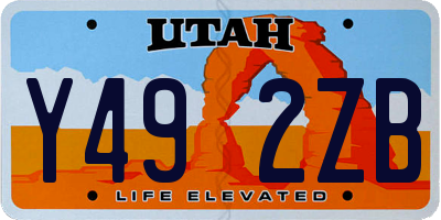 UT license plate Y492ZB