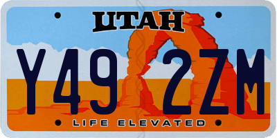 UT license plate Y492ZM