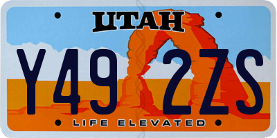 UT license plate Y492ZS