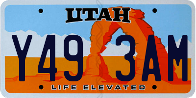 UT license plate Y493AM