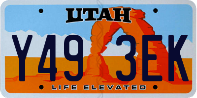 UT license plate Y493EK