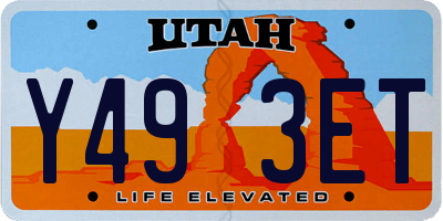 UT license plate Y493ET