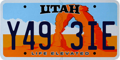 UT license plate Y493IE