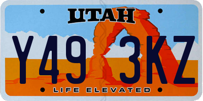 UT license plate Y493KZ