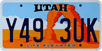 UT license plate Y493UK