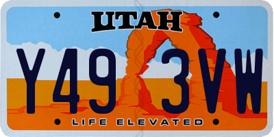 UT license plate Y493VW