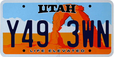 UT license plate Y493WN