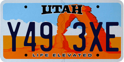 UT license plate Y493XE