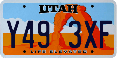 UT license plate Y493XF