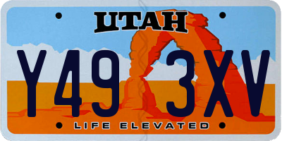 UT license plate Y493XV